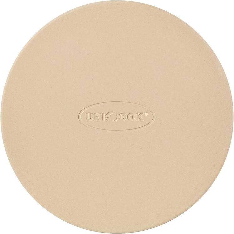 Unicook Round Pizza Stone 12 Inch, Cordierite Bread Baking Stone for Oven and Grill, Thermal Shock Resistant, Including Dough Scraper