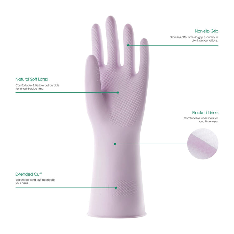 Large Household Rubber Gloves with Cotton Liner & Non