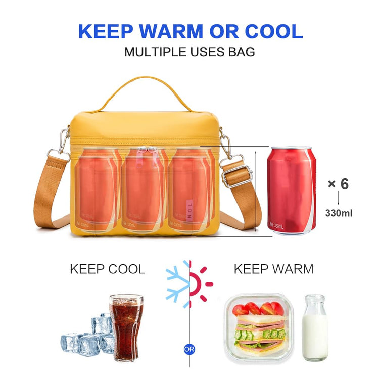 NOL Insulated Lunch Bags for Women Cooler Bag Lightweight Nylon Waterproof Lunch Box for Work Small Earth
