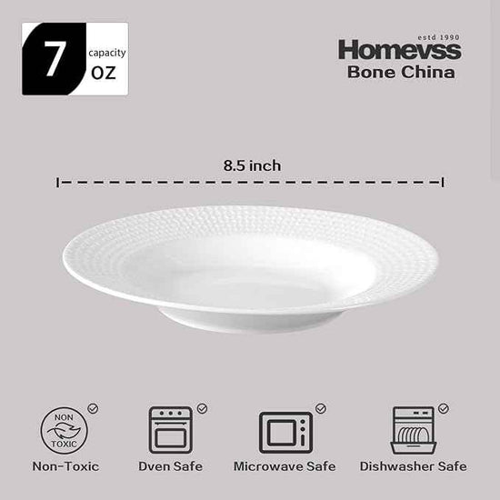 HomeVss, New Bone China Dinnerware Set, Embossed Diamond Design, 18pc Set