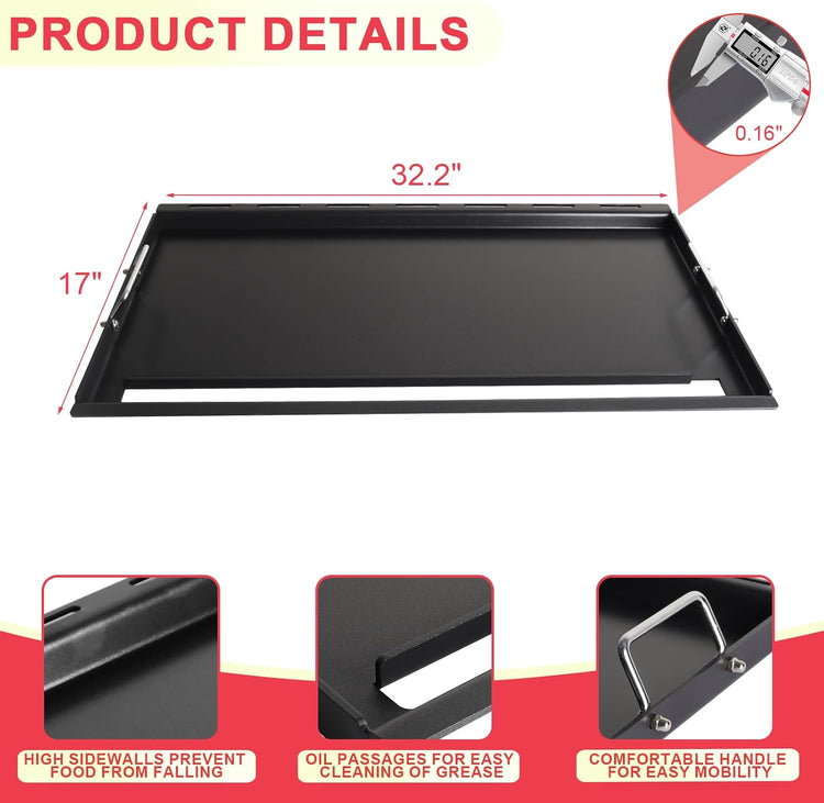 Full-Size Griddle Inserts for Nexgrill Home Depot 6 Burner 720-0896B 720-0896 720-0896C 720-0896E 720-0896CP Gas Grill Replacement Parts, Flat Top Griddle for Nexgrill 730-0898A 730-0898, Carbon Steel - Nestoria