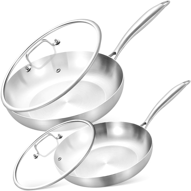 8.5 12 Stainless Steel Pans Set with Lids