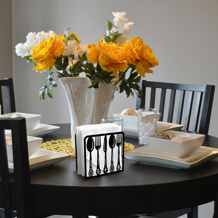 Tableware Decorative Black Metal Napkin Holder for Table