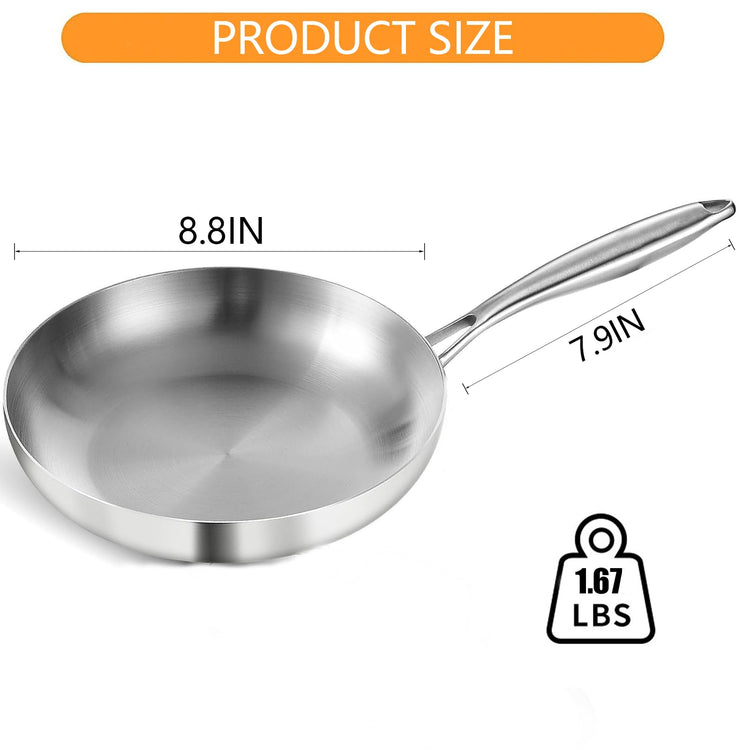 Tri Ply Stainless Steel Frying Pan 8" kitchen skillet