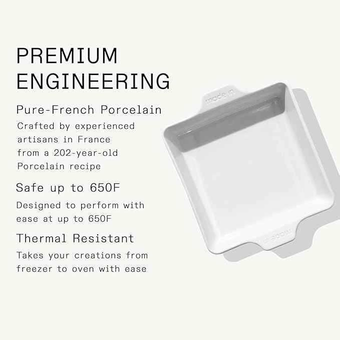 Made In Cookware | Square Baking Dish | White | Hand Crafted Porcelain | Professional Bakeware | Made in France