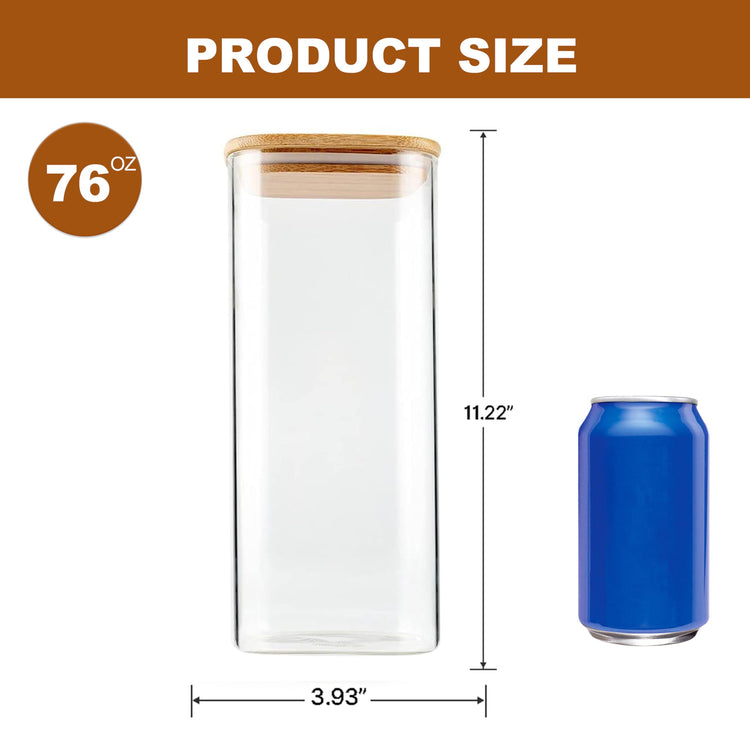 Glass Food Storage Jars 76 oz Set of 3 (3 Count)