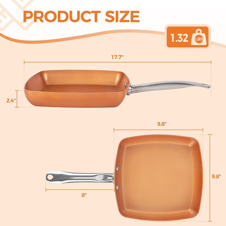 Non Stick Copper Square Frying Pan