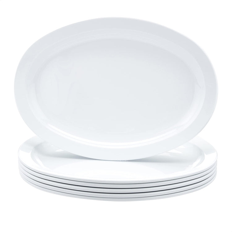 Melamine Oval Serving Platter for Restaurants and Home (6 Count)