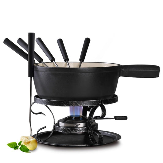 10 Piece Cast Iron Cheese Fondue Pot Set