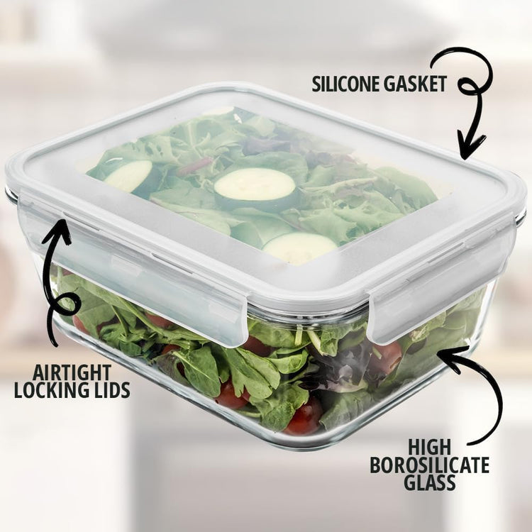 3300 ml 112 oz Large Glass Food Storage Containers with Lids