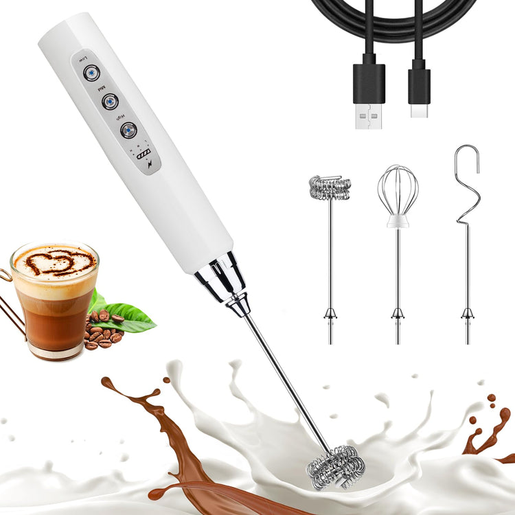 White Milk Frother Wand for Coffee