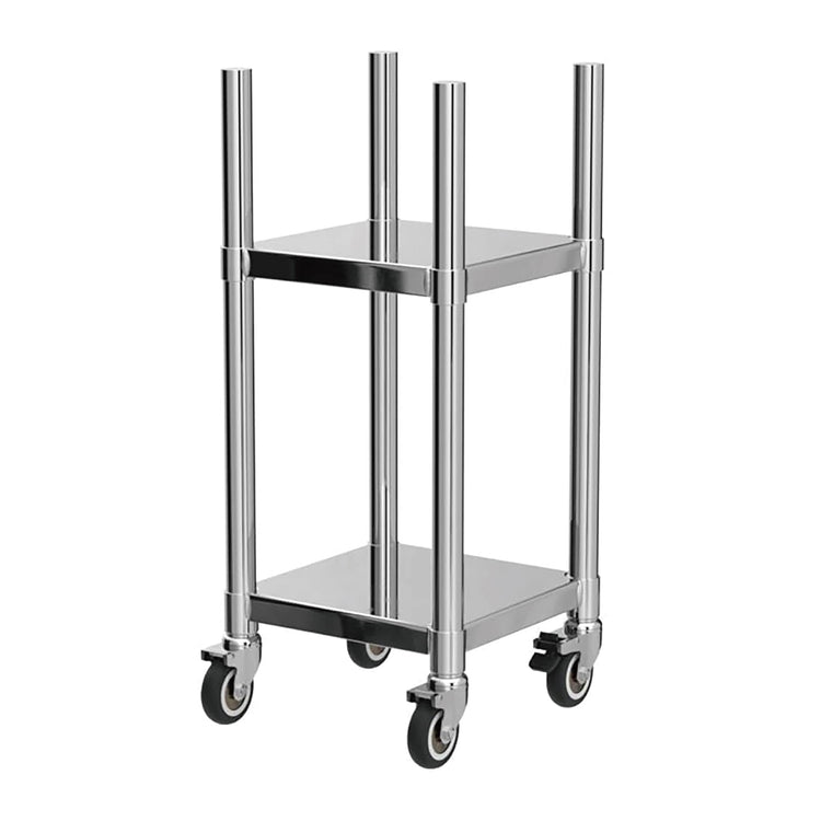 14” x 14” Stainless Steel Rice Warmer Stand and Cart with Wheels & Brakes