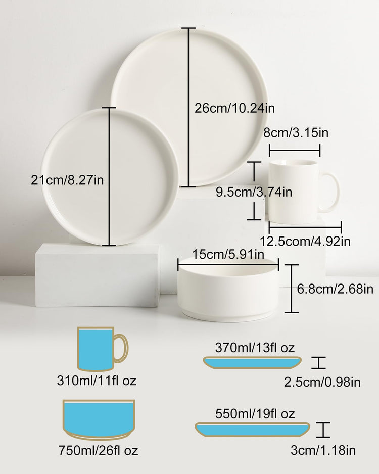 Sweejar Porcelain Dinnerware Sets for 4