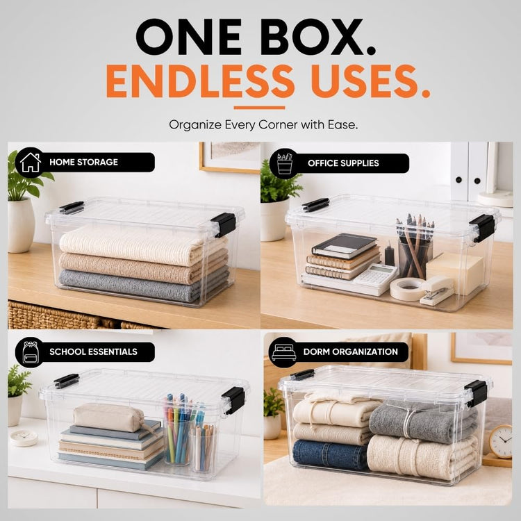 Small Clear Storage Boxes with Lids (2 Count)