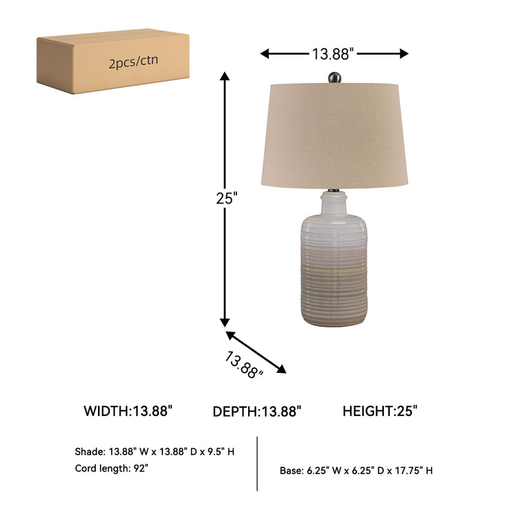 25 in Ceramic Table Lamp Set of 2