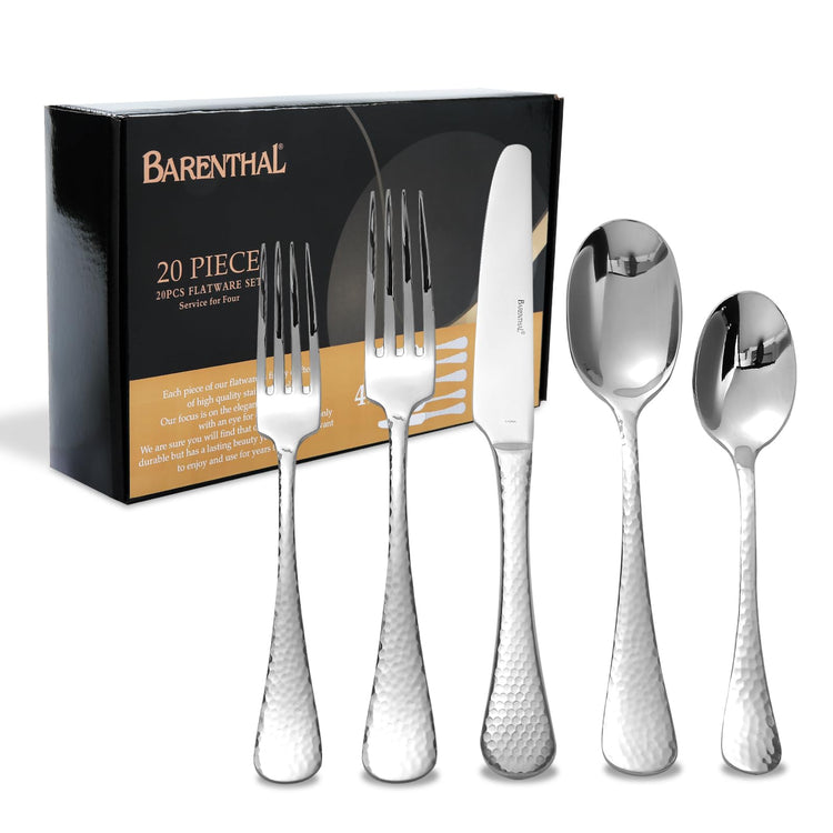 20 Piece Hammered Silverware Set (71.49 Count)