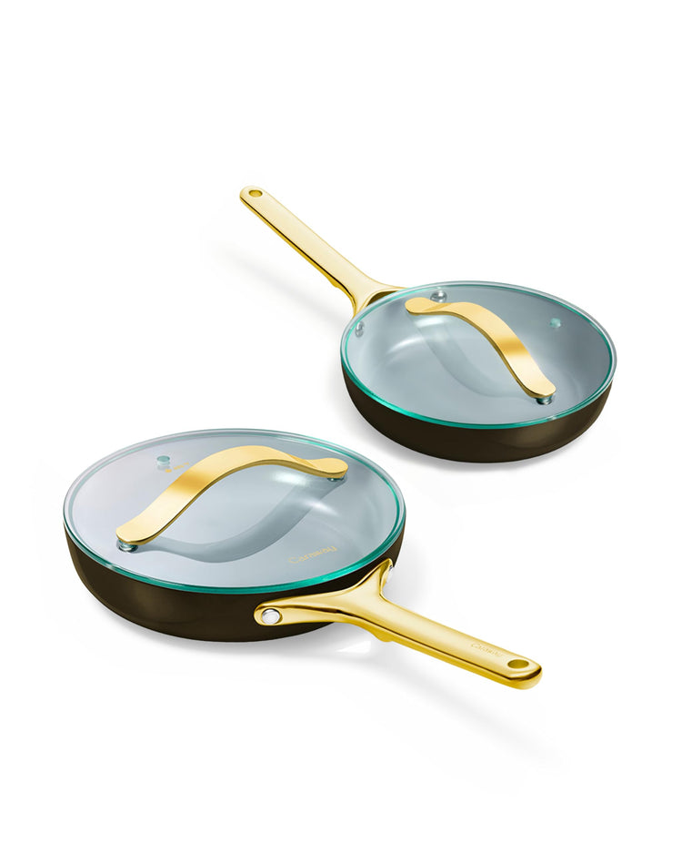 Ceramic Fry Pan Duo with Glass Lids (2 Count)