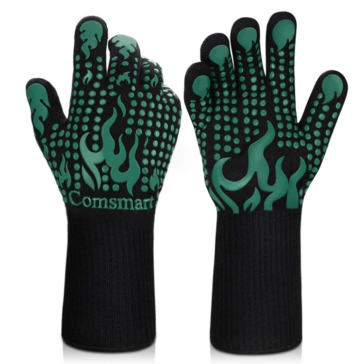 BBQ Gloves 1472 Degree F Heat Resistant Grilling Gloves Silicone Non (2 Count)