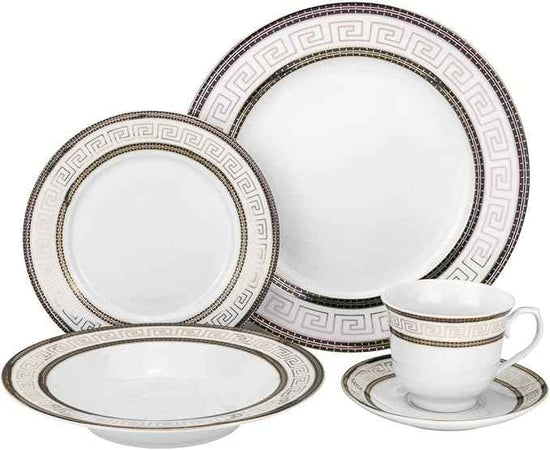 Euro Porcelain 57-pc Banquet Dinnerware Set, Luxury Tableware Dining Service for 8