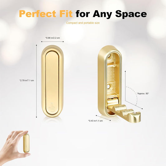 Heavy Duty Gold Folding Wall Hooks 2 Pack, Space Saving Foldable Coat Hooks for Bathroom, Closet, Entryway, Kitchen, Towel, Robe, Bag, Hat Hanging, Easy Mount, Zinc Alloy, Corrosion-Resistant ﻿