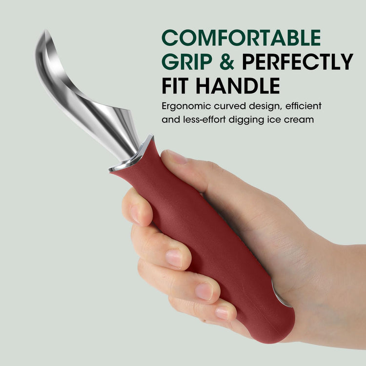 Premium Heavy Duty Ice Cream Scoop with Ergonomic Grip Handle