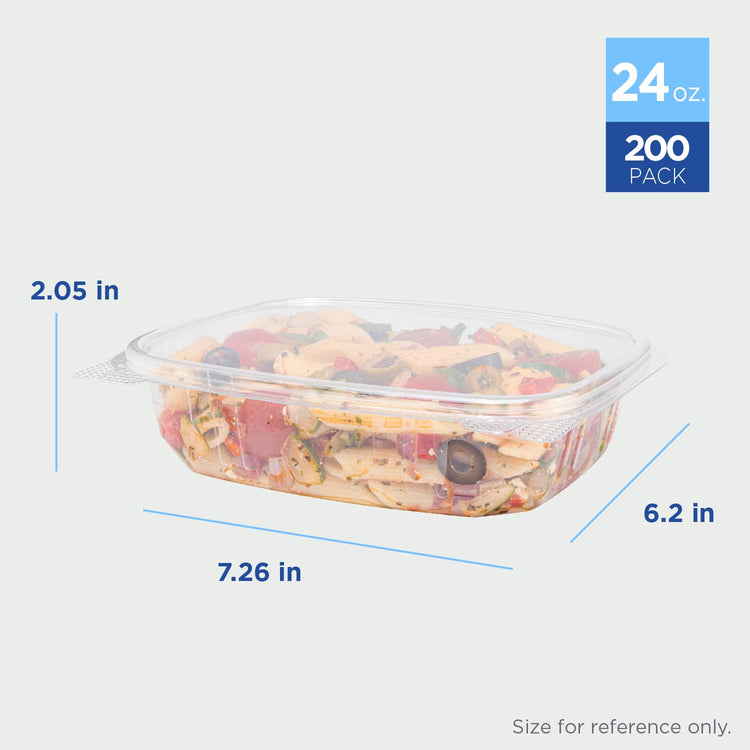 24oz 200 ct PET Clamshell Square Deli Containers (200 Count)