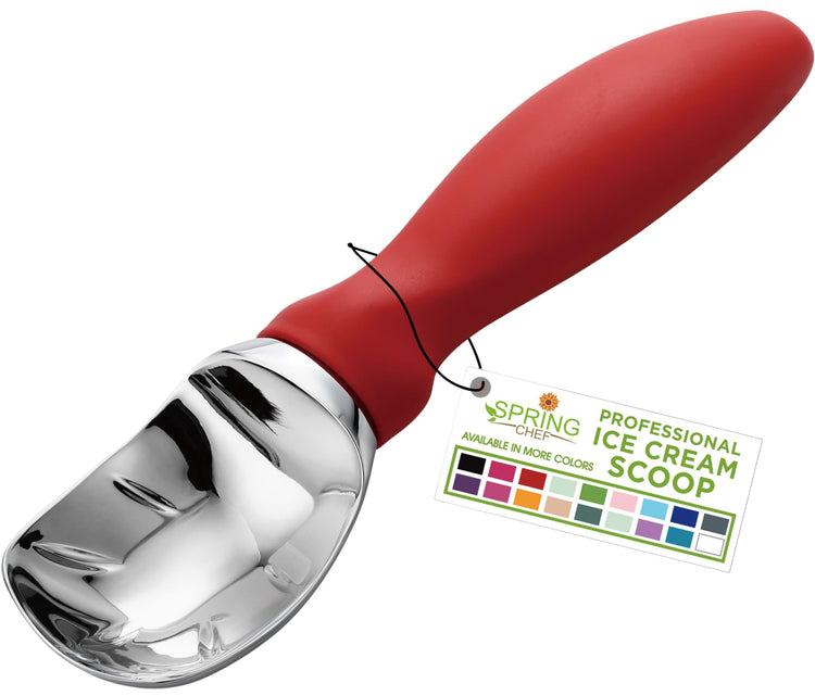 Heavy Duty Metal Ice Cream Scoop with Soft Grip Handle