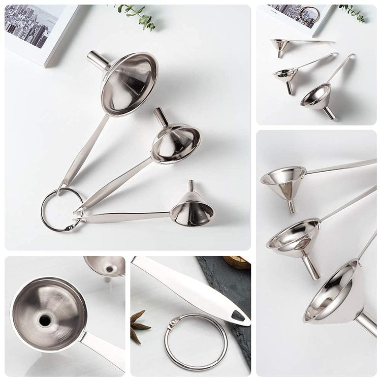 Small Funnels for Filling Bottles Stainless Steel Kitchen Funnels (3 Count)