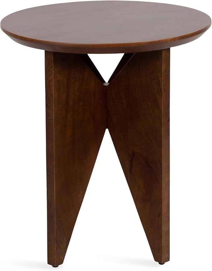Kate and Laurel Faiza Modern Wooden Round Side Table, 18 x 18 x 20, Walnut Brown, Transitional Wood End Table for Use as Bedroom Nightstand or Living Room Accent Table