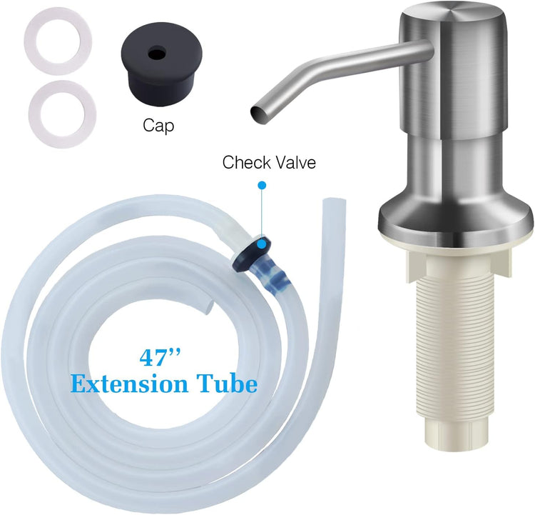 Soap Dispenser for Kitchen Sink and Extension Tube Kit, Stainless Steel SoapDispenser with 47 Inches Tube Connects Directly to Soap Bottle, Hand and Dish Soap Dispenser Pump （Brushed Nickel）