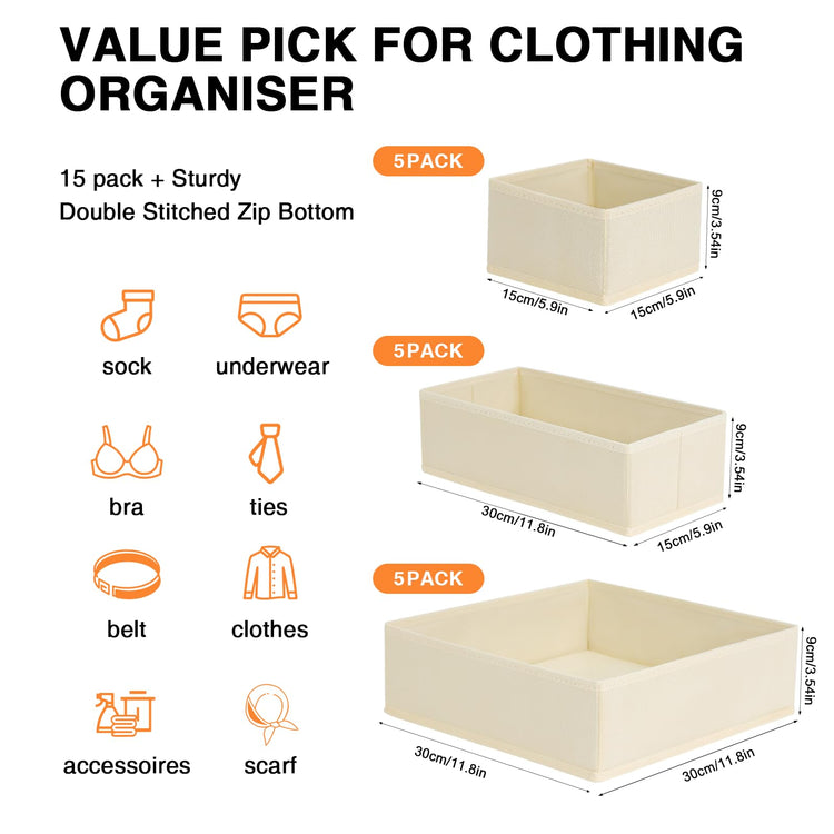 Drawer Organizer Clothes 15 Pack (15 Count)
