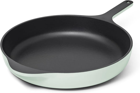 Caraway Cast Iron Skillet - 12” Enameled Cast Iron Pan With 3 Layer Enamel Coating - No Seasoning Required - Compatible With All Stovetops - Free From Forever Chemicals - Light Mist - Nestoria