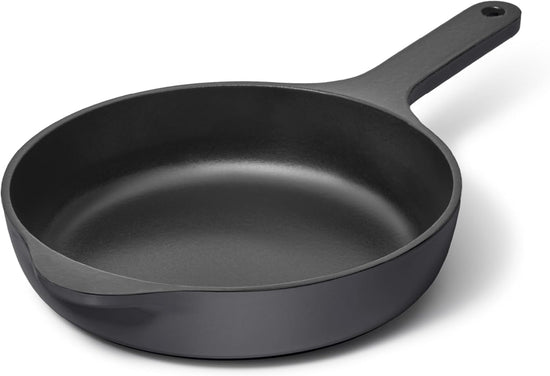 Caraway Cast Iron Skillet - 8” Enameled Cast Iron Pan With 3 Layer Enamel Coating - No Seasoning Required - Compatible With All Stovetops - Free From Forever Chemicals - Charcoal - Nestoria