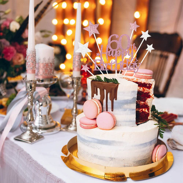Rose Gold 60th Birthday Cake Topper (7 Count)