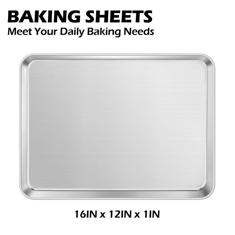 Non Toxic 16x12IN Stainless Steel Baking Jelly Roll Pans (2 Count)