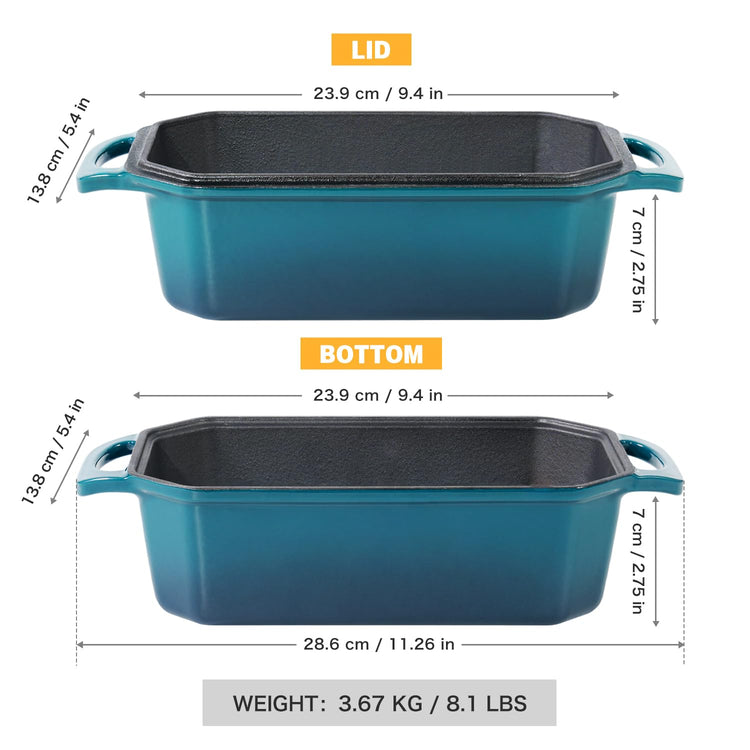 Bread Pan Cast Iron Loaf Pan with Lid Bread Loaf Pan 8.5x4.5 Inch Loaf Pan Enameled Cast Iron Sourdough Loaf Pan