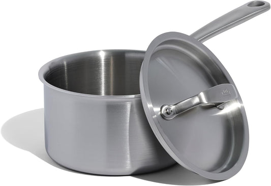 Made In Cookware - 2 Quart Saucepan with Lid - Stainless Clad 5 Ply Construction - Induction Compatible - Professional Cookware - Made in Italy - Nestoria