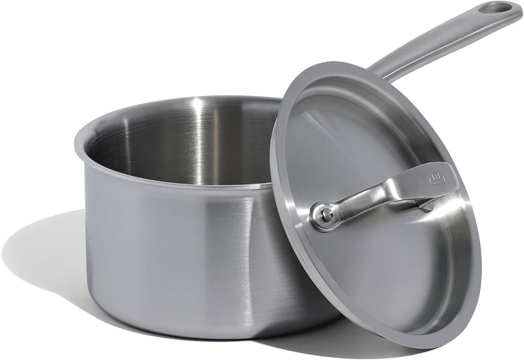 Made In Cookware - 2 Quart Saucepan with Lid - Stainless Clad 5 Ply Construction - Induction Compatible - Professional Cookware - Made in Italy - Nestoria