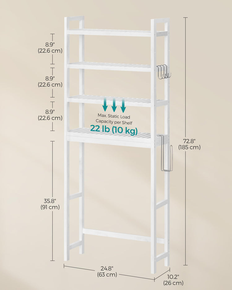 4 Tier Over The Toilet Storage