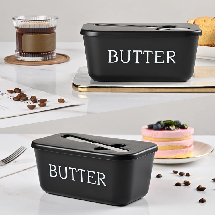 Large Plastic Butter Dish With Lid And Knife