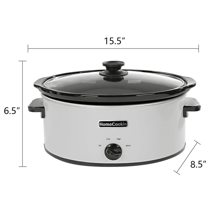 6 Quart Slow Cooker Oval Manual Pot Food Warmer with 3 Cooking Settings