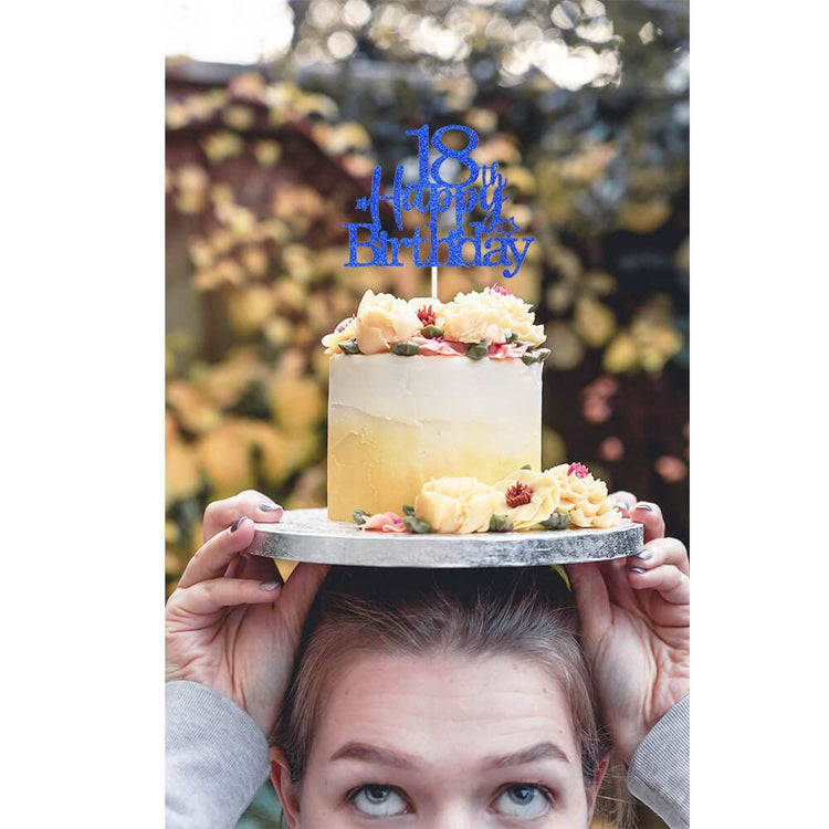 Royal Blue 18th Birthday Cake Topper with Glittery Stars (7 Count)