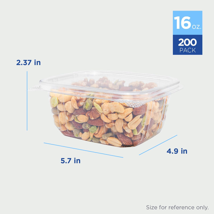 PET Hinged Deli Containers with Lids (200 Count)