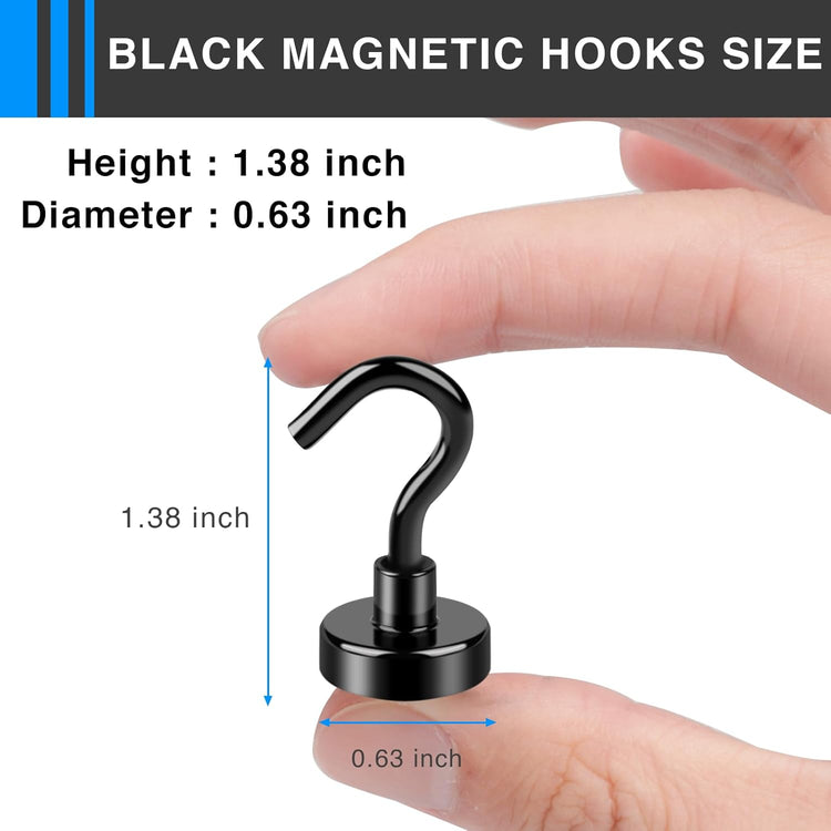 LOVIMAG Magnetic Hooks, 12 Pack 30lbs+ Magnet Hook 2025 Cruise Cabin Ship Essentials Heavy Duty Strong Magnets Refrigerator Fridge Hanging for Classroom Beach Vacation Kitchen Grills Home (Black)