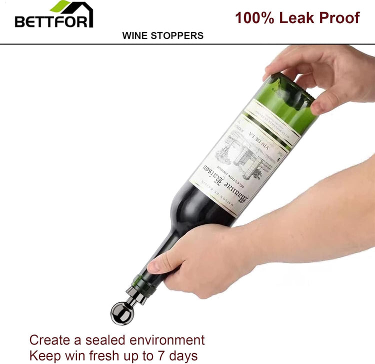 Wine Stoppers for Wine Bottles 3Pcs Vacuum Wine Bottle Stopper with Silicone Reusable Wine Corks, Leak proof Keep Fresh Suitable for Standard (Black, 3 Pack)