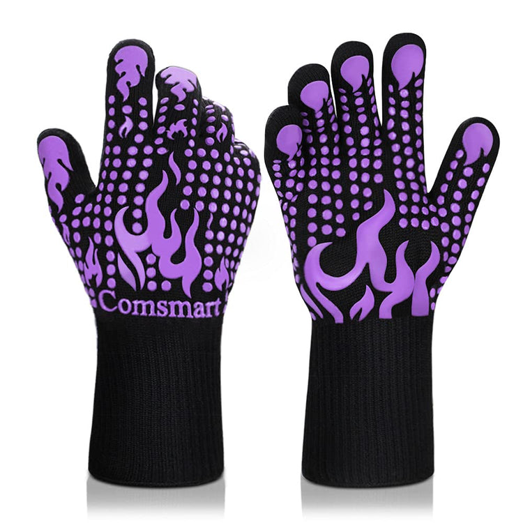 BBQ Gloves 1472 Degree F Heat Resistant Grilling Gloves Silicone Non