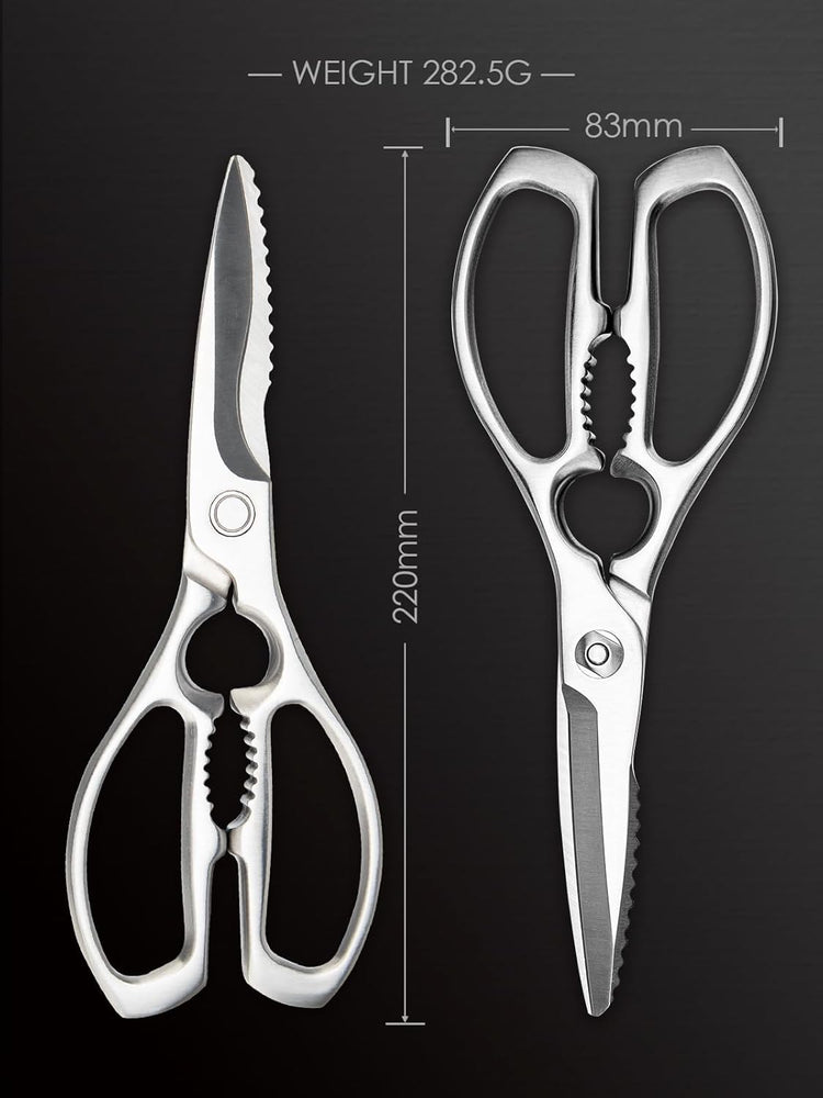 Kitchen Shears – Heavy-Duty Kitchen Scissors for Food | Ideal for Meat, Poultry & Vegetables | 3Cr14 Stainless Steel | Forged for Strength | Dishwasher Safe