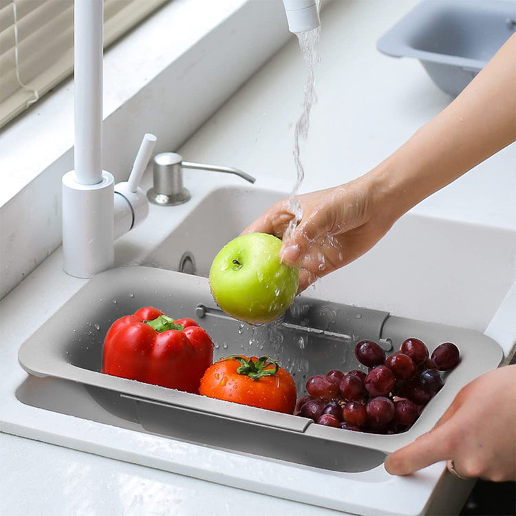Collapsible Sink Colanders and Strainers Basket Over the Sink Colander Collapsible Colander Extendable Plastic Fruit Vegetable Strainer Drainer Basket for Kitchen