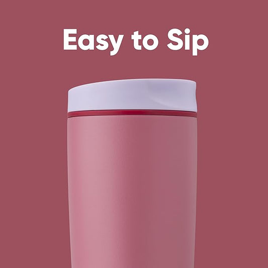 Owala SmoothSip Slider Insulated Stainless Steel Coffee Tumbler, Reusable Iced Coffee Cup, Hot Coffee Travel Mug, BPA Free 20 oz, Purple/Pink (Crochet Queen) | Insulated, Reusable, Iced Coffee Cup, BPA Free, Crochet Queen