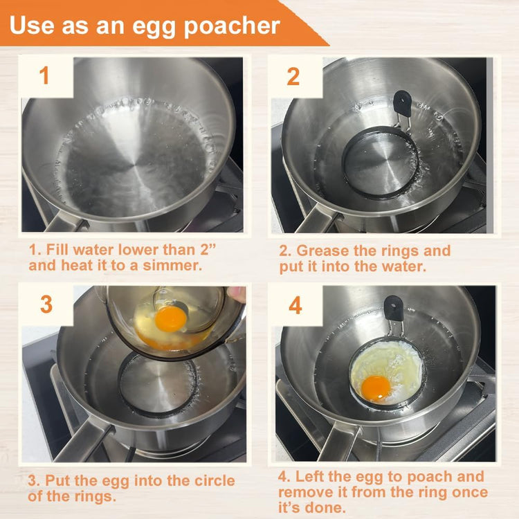 COTEY Large 3.5" Nonstick Egg Rings Set of 4, Round Crumpet Ring Mold Shaper for English Muffins Pancake Cooking Griddle - Portable Grill Accessories for Camping Indoor Breakfast Sandwich Burger